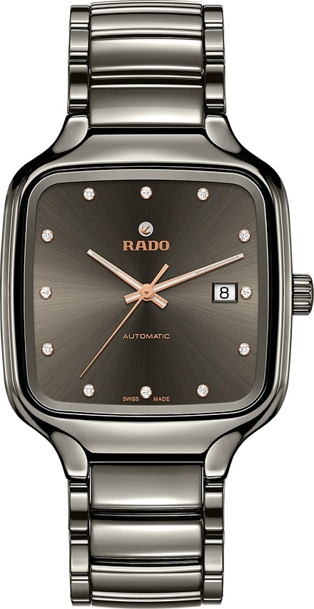 Унисекс механический с автоподзаводом часы Rado True Square 763.6077.3.070 серый керамический — Изображение 1