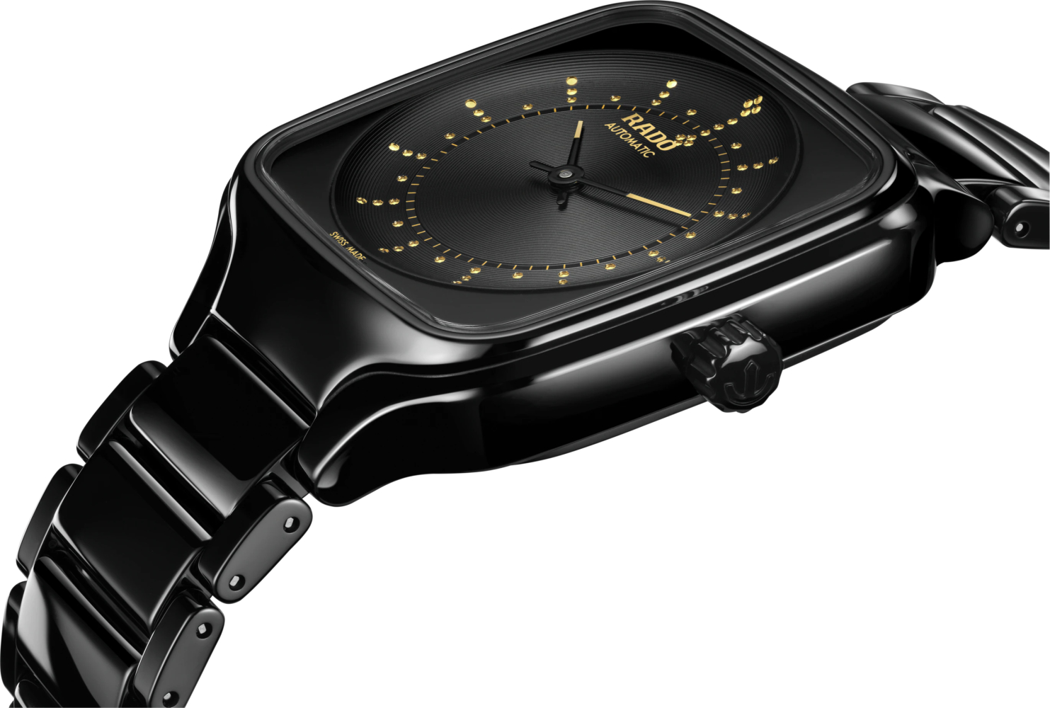 Унисекс механический с автоподзаводом часы Rado True Square 763.6078.3.015 черный керамический — Изображение 2