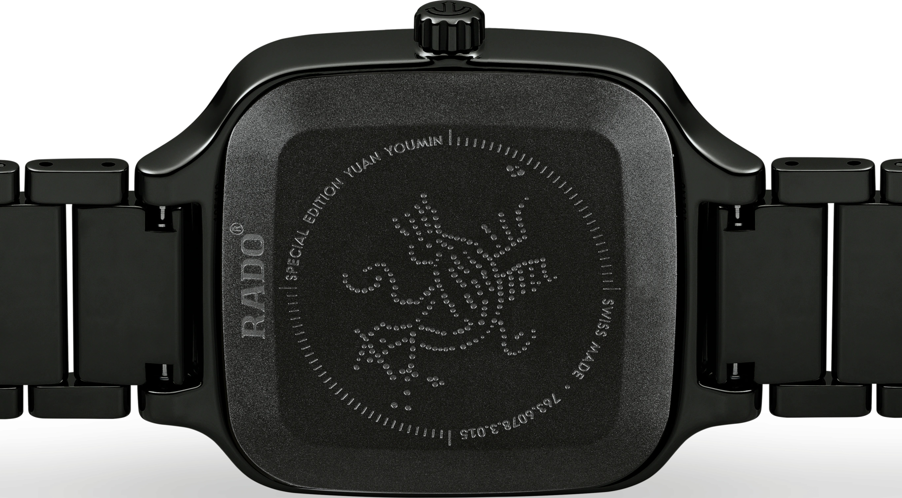 Унисекс механический с автоподзаводом часы Rado True Square 763.6078.3.015 черный керамический — Изображение 5