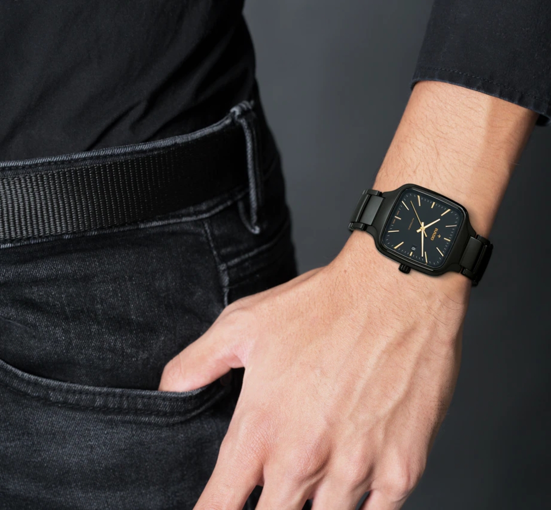 Мужские механический с автоподзаводом часы Rado True Square 763.6078.3.016 черный керамический — Изображение 6