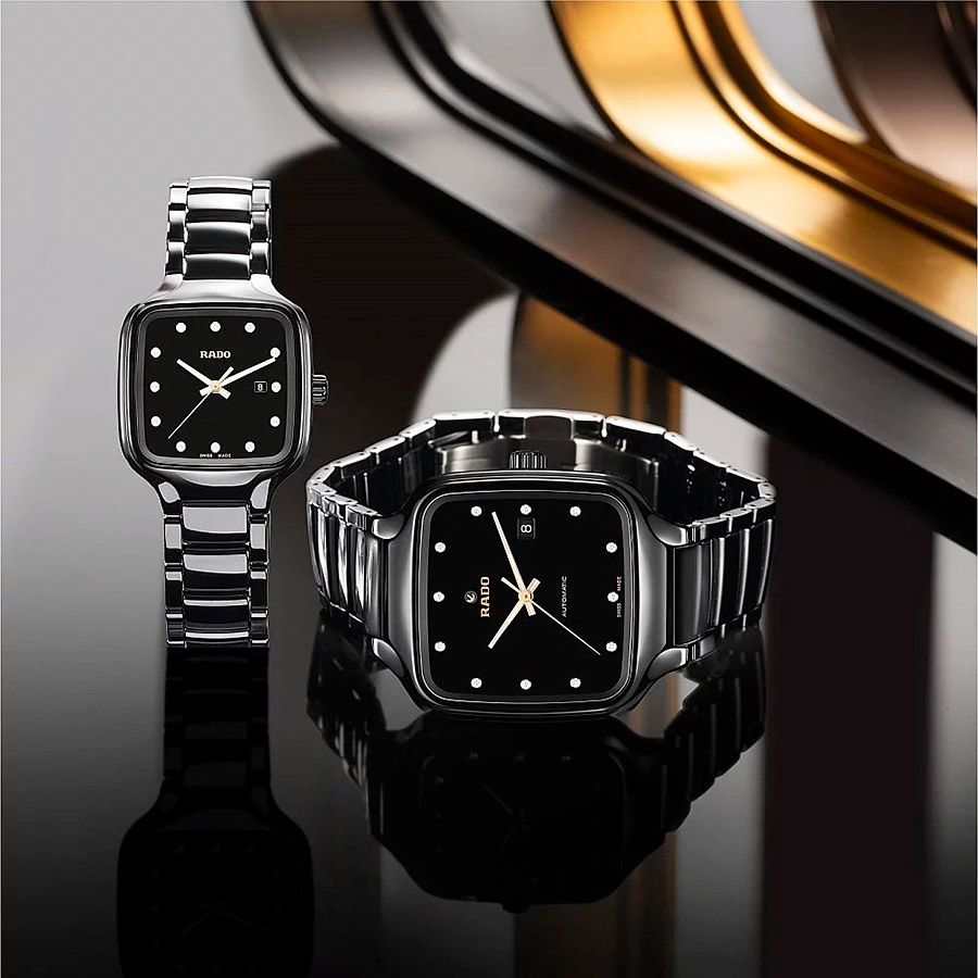 Унисекс часы Rado True Square 763.6078.3.070, механизм механический с автоподзаводом, циферблат черный, браслет керамический — Изображение 6