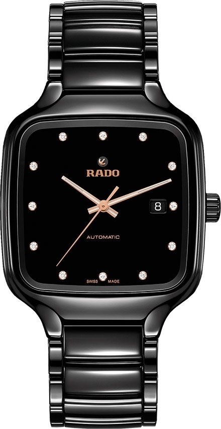 Унисекс механический с автоподзаводом часы Rado True Square 763.6078.3.070 черный керамический — Изображение 1