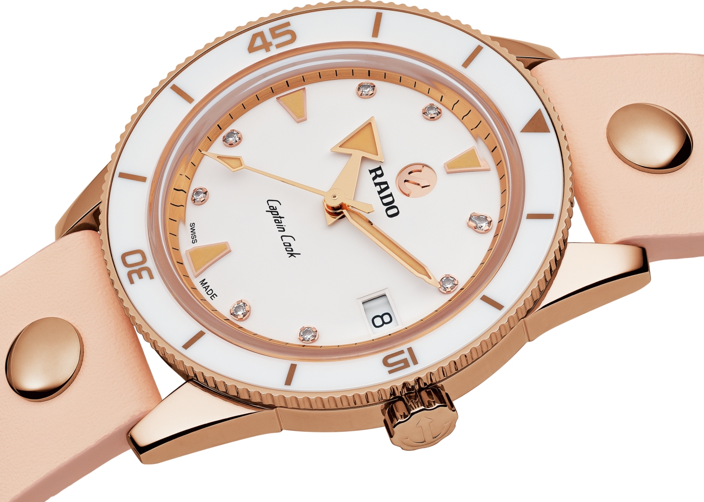 Женские механический с автоподзаводом часы Rado Captain Cook 763.6139.3.570 белый кожа — Изображение 4