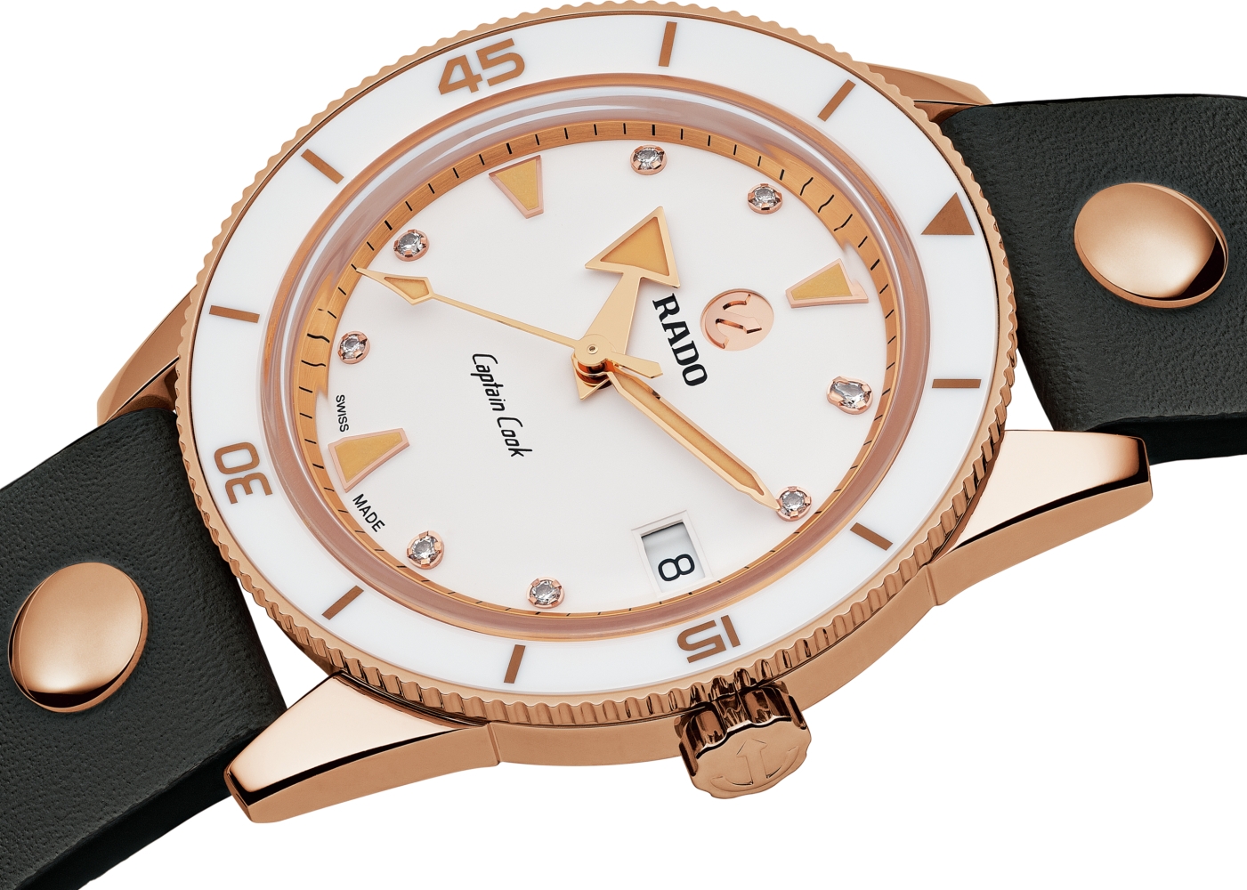 Женские механический с автоподзаводом часы Rado Captain Cook 763.6139.3.570 белый кожа — Изображение 5