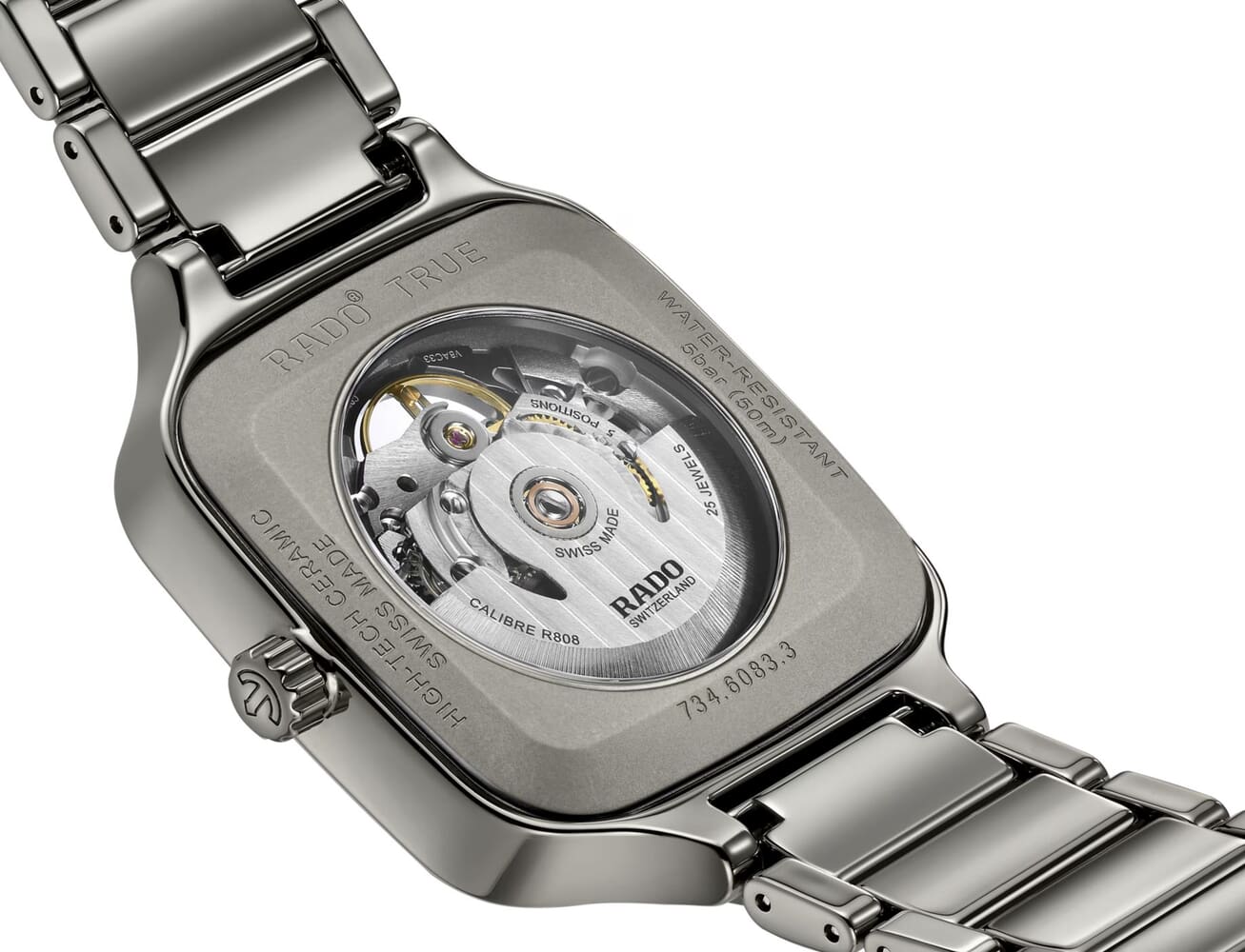 Унисекс механический с автоподзаводом часы Rado True Square 808.6125.3.015  керамика — Изображение 4