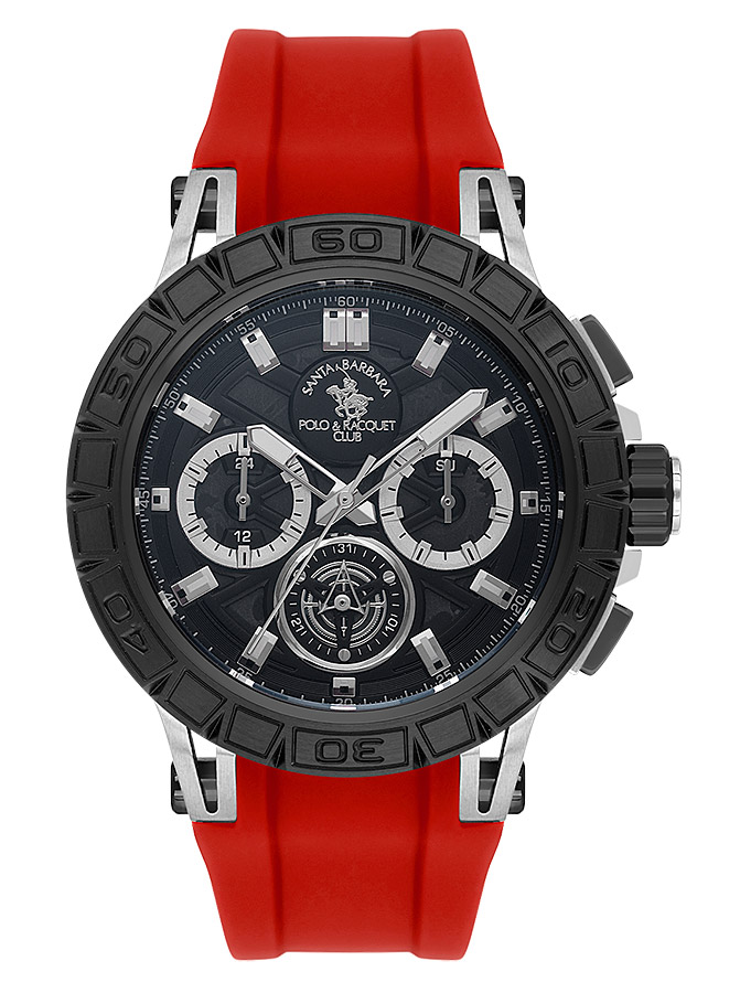 Мужские часы Santa Barbara Polo & Racquet Club Prive SB.5.10004-6, механизм кварцевый, циферблат черный, браслет силикон — Изображение 1