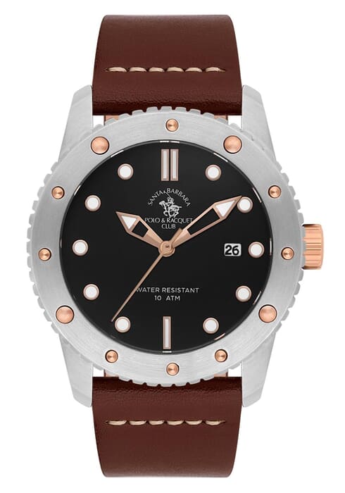 Мужские часы Santa Barbara Polo & Racquet Club Legend SB.8.10001-4, механизм кварцевый, циферблат черный, браслет кожа — Изображение 1