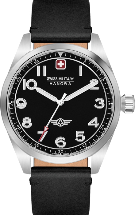 Мужские часы Swiss Military Hanowa Falcon SMWGA2100401, механизм кварцевый, циферблат черный, браслет кожа — Изображение 1