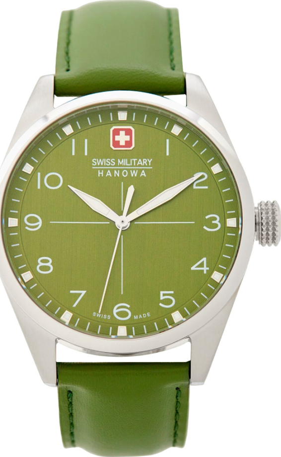 Мужские часы Swiss Military Hanowa Driver SMWGA7000903, механизм кварцевый, циферблат зеленый, браслет кожа — Изображение 1