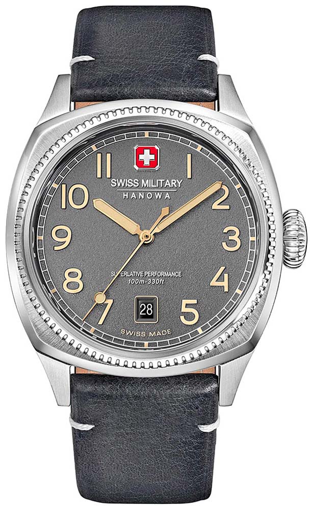 Мужские часы Swiss Military Hanowa Condor SMWGB0003702, механизм кварцевый, циферблат серый, браслет кожа — Изображение 1