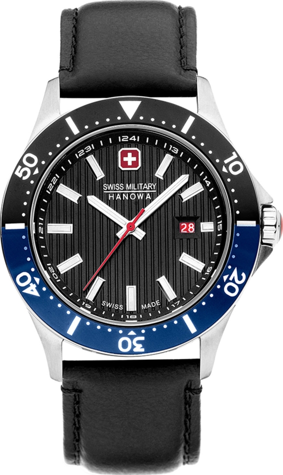 Мужские часы Swiss Military Hanowa Flagship X SMWGB2100606, механизм кварцевый, циферблат черный, браслет кожа — Изображение 1