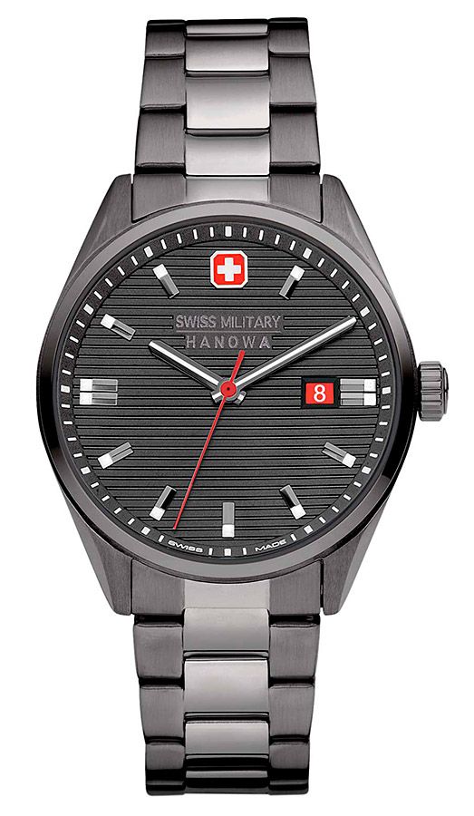 Мужские часы Swiss Military Hanowa Roadrunner SMWGB2200142, механизм кварцевый, циферблат серый, браслет нержавеющая сталь + pvd — Изображение 1