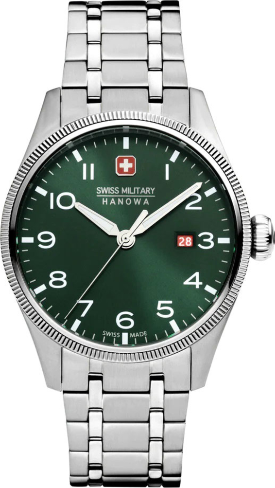Мужские часы Swiss Military Hanowa Thunderbolt SMWGH0000803, механизм кварцевый, циферблат зеленый, браслет нержавеющая сталь — Изображение 1