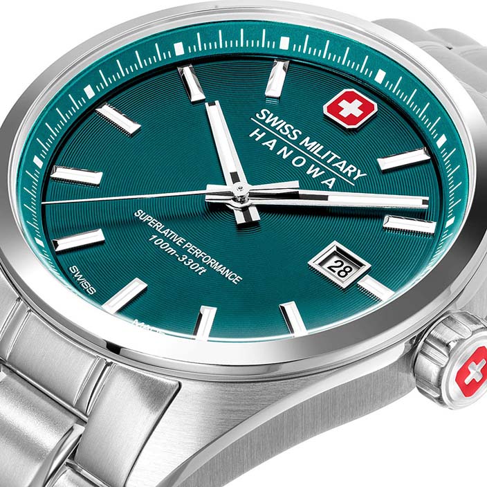 Мужские часы Swiss Military Hanowa Pioneer SMWGH0004104, механизм кварцевый, циферблат зеленый, браслет нержавеющая сталь — Изображение 3