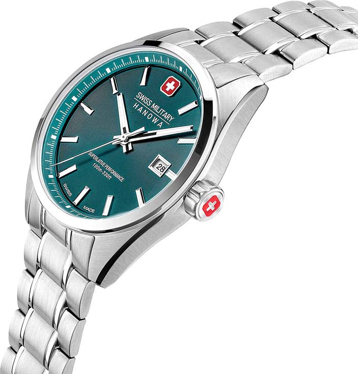 Мужские часы Swiss Military Hanowa Pioneer SMWGH0004104, механизм кварцевый, циферблат зеленый, браслет нержавеющая сталь — Изображение 4