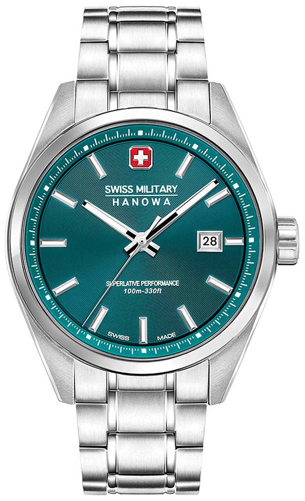 Мужские часы Swiss Military Hanowa Pioneer SMWGH0004104, механизм кварцевый, циферблат зеленый, браслет нержавеющая сталь — Изображение 1
