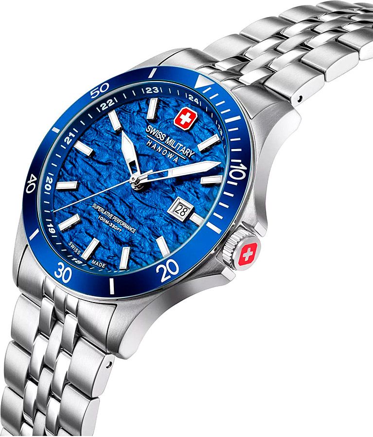 Мужские часы Swiss Military Hanowa Flagship SMWGH0006701, механизм кварцевый, циферблат синий, браслет нержавеющая сталь — Изображение 5