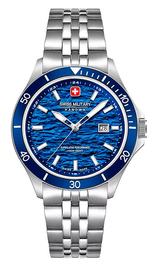 Мужские часы Swiss Military Hanowa Flagship SMWGH0006701, механизм кварцевый, циферблат синий, браслет нержавеющая сталь — Изображение 1