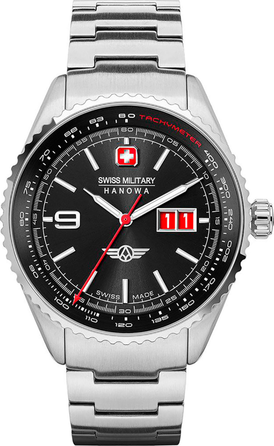 Мужские часы Swiss Military Hanowa Afterburn SMWGH2101006, механизм кварцевый, циферблат черный, браслет нержавеющая сталь — Изображение 1