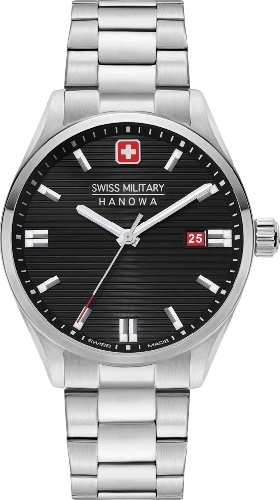 Мужские часы Swiss Military Hanowa Roadrunner SMWGH2200101, механизм кварцевый, циферблат черный, браслет нержавеющая сталь — Изображение 1