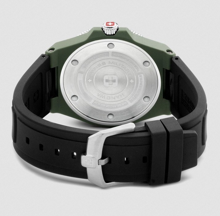 Мужские часы Swiss Military Hanowa Ocean Pioneer SMWGN0001181, механизм кварцевый, циферблат зеленый, браслет силиконовый — Изображение 3
