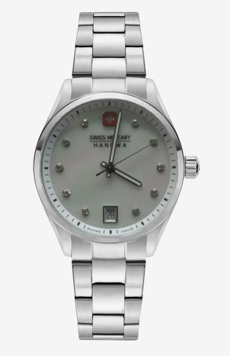 Женские часы Swiss Military Hanowa Roadrunner Lady SMWLH0005001, механизм кварцевый, циферблат белый, браслет нержавеющая сталь — Изображение 1
