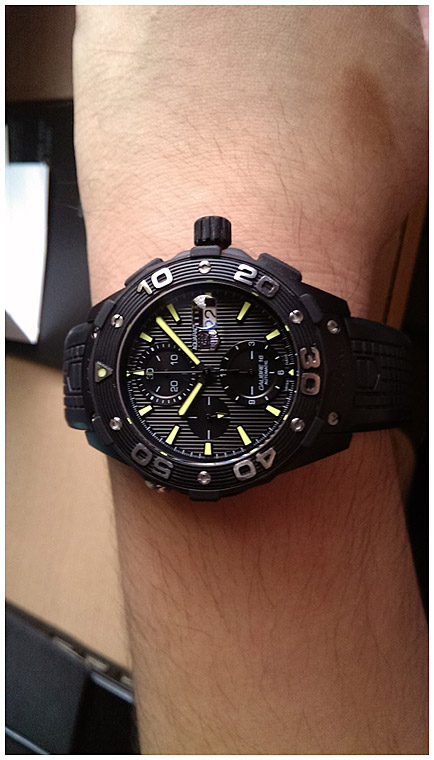 Мужские механический хронограф с автоподзаводом часы TAG Heuer Aquaracer CAJ2180.FT6023 черный каучук — Изображение 5