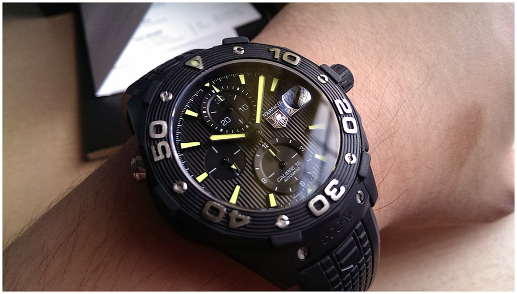 Мужские механический хронограф с автоподзаводом часы TAG Heuer Aquaracer CAJ2180.FT6023 черный каучук — Изображение 6