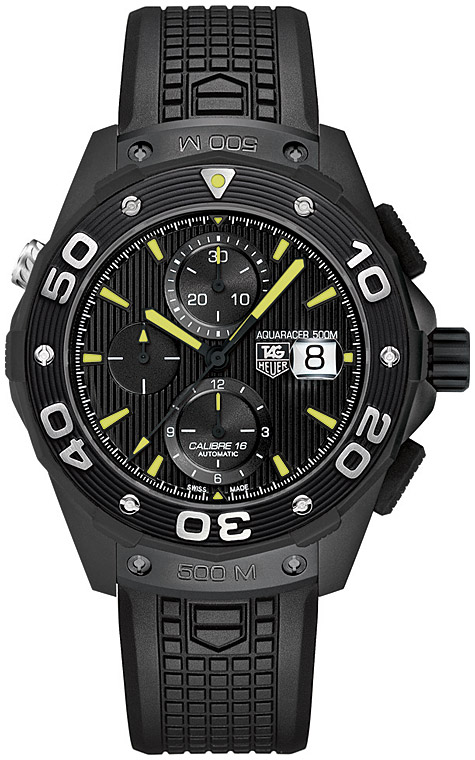 Мужские механический хронограф с автоподзаводом часы TAG Heuer Aquaracer CAJ2180.FT6023 черный каучук — Изображение 1