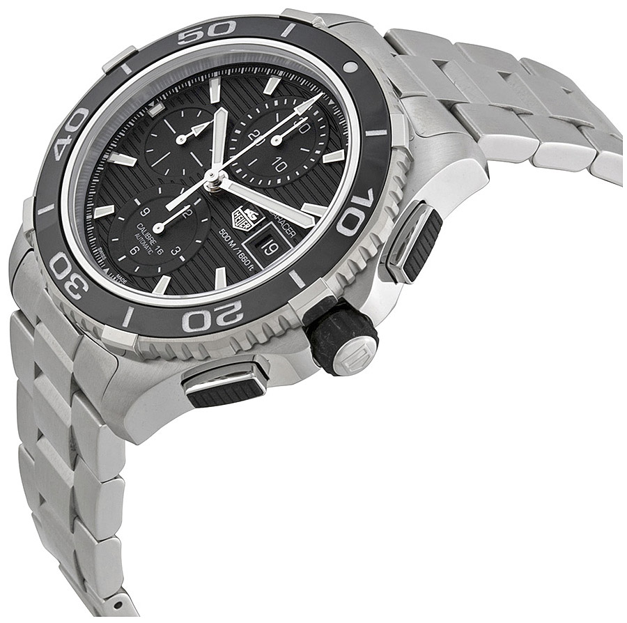 Мужские механический хронограф с автоподзаводом часы TAG Heuer Aquaracer CAK2110.BA0833 черный нержавеющая сталь — Изображение 3
