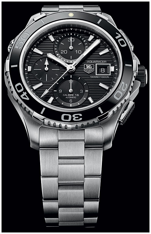 Мужские механический хронограф с автоподзаводом часы TAG Heuer Aquaracer CAK2110.BA0833 черный нержавеющая сталь — Изображение 5