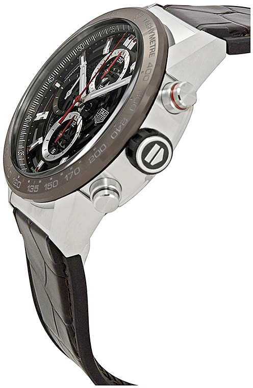 Мужские механический хронограф с автоподзаводом часы TAG Heuer Carrera CAR201U.FC6405 коричневый кожа + каучук — Изображение 2