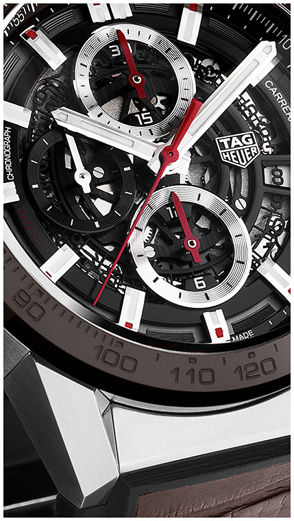 Мужские механический хронограф с автоподзаводом часы TAG Heuer Carrera CAR201U.FC6405 коричневый кожа + каучук — Изображение 3