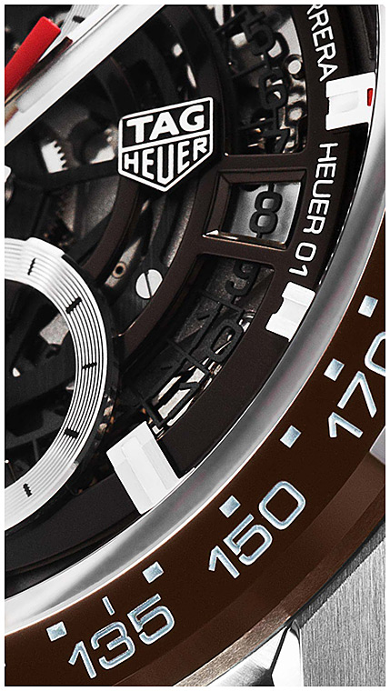 Мужские механический хронограф с автоподзаводом часы TAG Heuer Carrera CAR201U.FC6405 коричневый кожа + каучук — Изображение 4