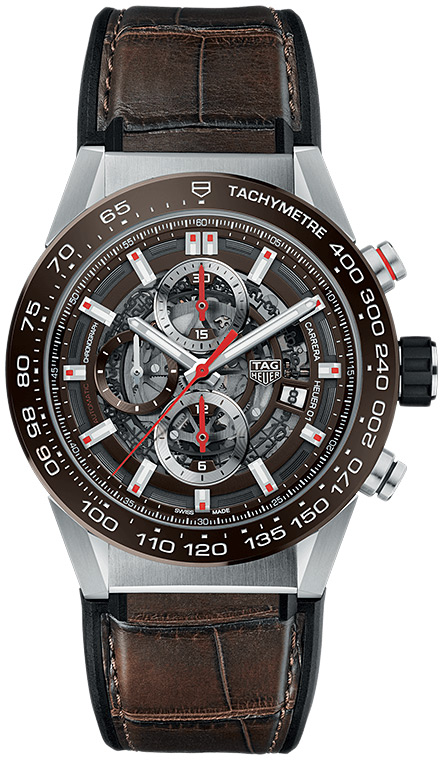 Мужские механический хронограф с автоподзаводом часы TAG Heuer Carrera CAR201U.FC6405 коричневый кожа + каучук — Изображение 1
