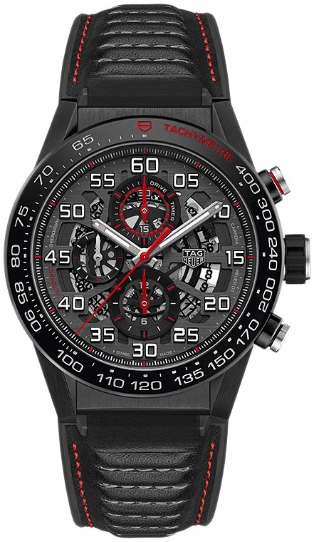 Мужские часы TAG Heuer Carrera CAR2A1H.FT6101, механизм механический хронограф с автоподзаводом, циферблат черный, браслет кожа + каучук — Изображение 1