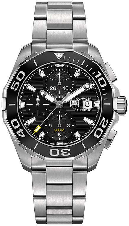 Мужские механический хронограф с автоподзаводом часы TAG Heuer Aquaracer CAY211A.BA0927 черный нержавеющая сталь — Изображение 1