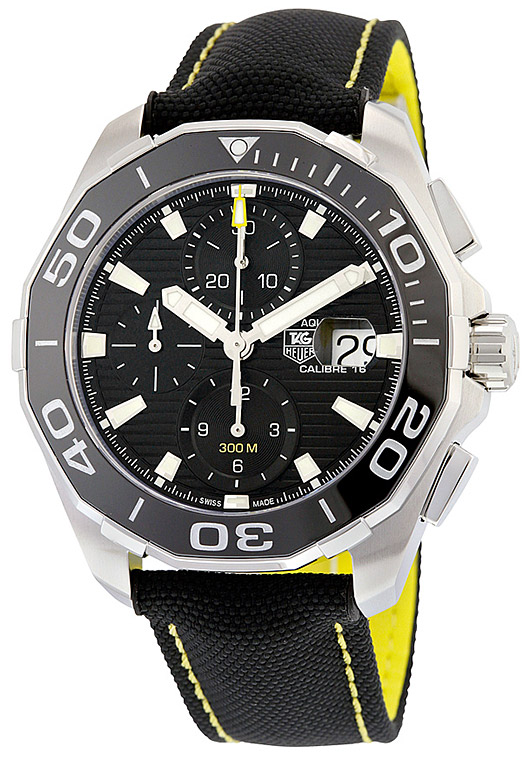 Мужские механический хронограф с автоподзаводом часы TAG Heuer Aquaracer CAY211A.FC6361 черный текстиль — Изображение 2
