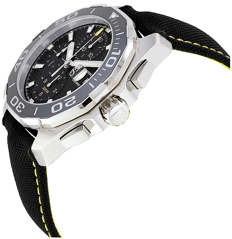 Мужские механический хронограф с автоподзаводом часы TAG Heuer Aquaracer CAY211A.FC6361 черный текстиль — Изображение 3