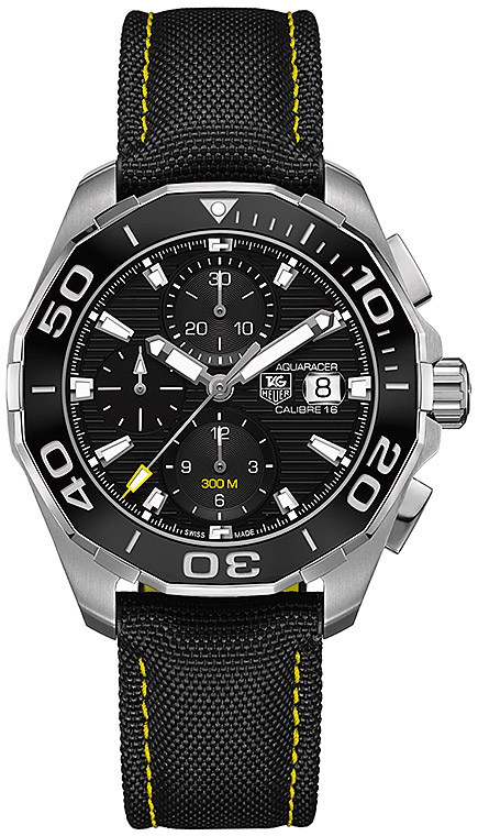 Мужские механический хронограф с автоподзаводом часы TAG Heuer Aquaracer CAY211A.FC6361 черный текстиль — Изображение 1