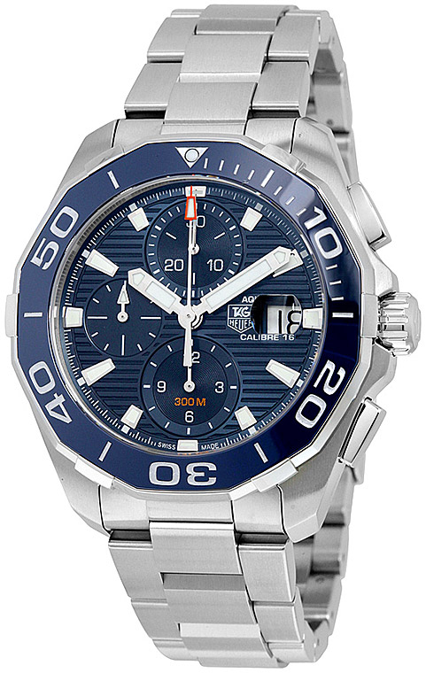 Мужские механический хронограф с автоподзаводом часы TAG Heuer Aquaracer CAY211B.BA0927 синий нержавеющая сталь — Изображение 2
