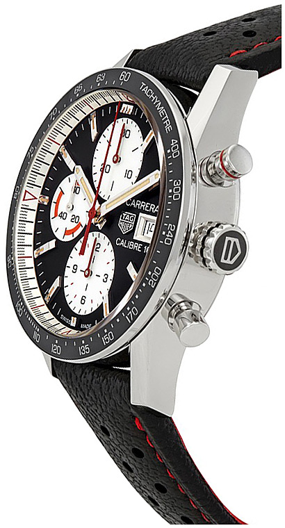Мужские часы TAG Heuer Carrera CV201AP.FC6429, механизм механический хронограф с автоподзаводом, циферблат черный, браслет кожа — Изображение 2