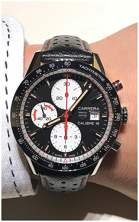 Мужские часы TAG Heuer Carrera CV201AP.FC6429, механизм механический хронограф с автоподзаводом, циферблат черный, браслет кожа — Изображение 6