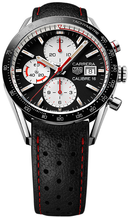 Мужские часы TAG Heuer Carrera CV201AP.FC6429, механизм механический хронограф с автоподзаводом, циферблат черный, браслет кожа — Изображение 7