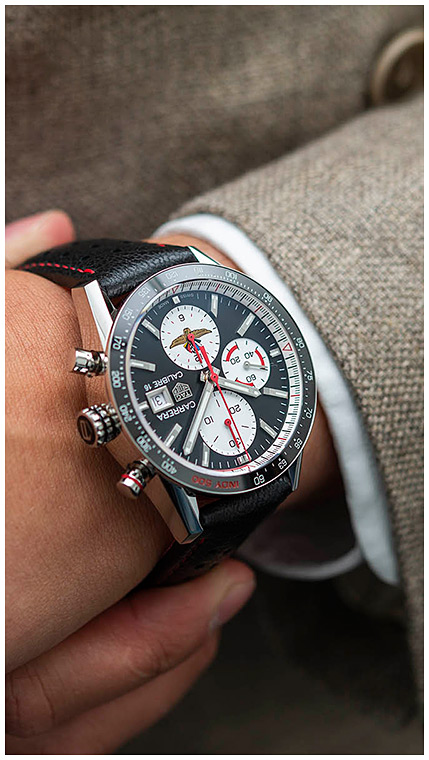 Мужские механический хронограф с автоподзаводом часы TAG Heuer Carrera CV201AS.FC6429 черный кожа — Изображение 7