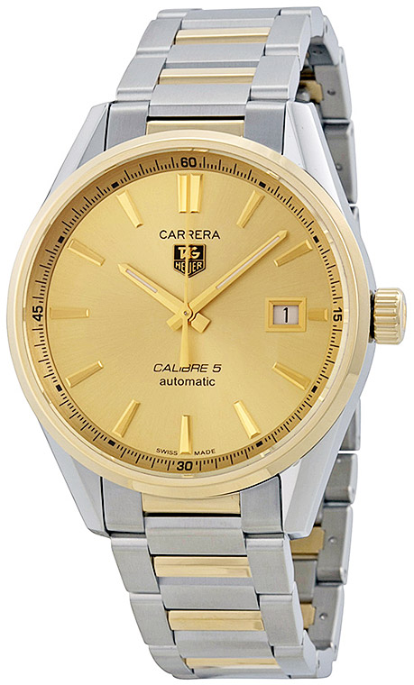 Мужские часы TAG Heuer Carrera WAR215A.BD0783, механизм механический с автоподзаводом, циферблат шампань, браслет нержавеющая сталь + золото 18к — Изображение 2