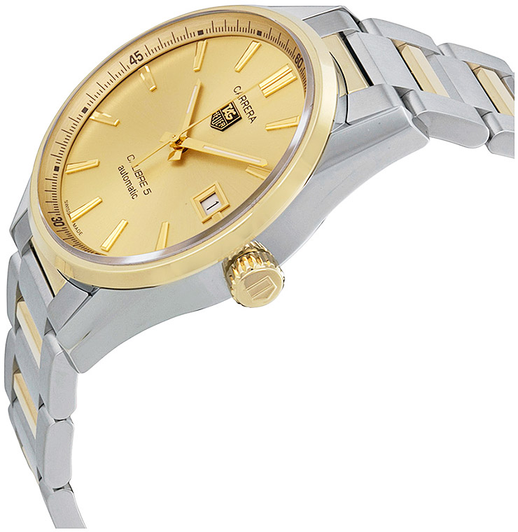 Мужские часы TAG Heuer Carrera WAR215A.BD0783, механизм механический с автоподзаводом, циферблат шампань, браслет нержавеющая сталь + золото 18к — Изображение 3