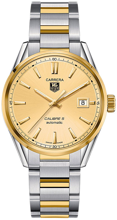 Мужские часы TAG Heuer Carrera WAR215A.BD0783, механизм механический с автоподзаводом, циферблат шампань, браслет нержавеющая сталь + золото 18к — Изображение 1