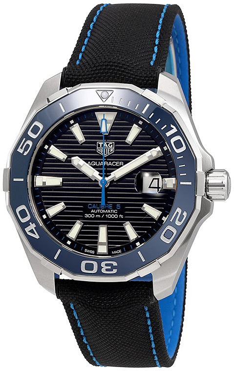 Мужские механический с автоподзаводом часы TAG Heuer Aquaracer WAY201C.FC6395 черный каучук + текстиль — Изображение 2