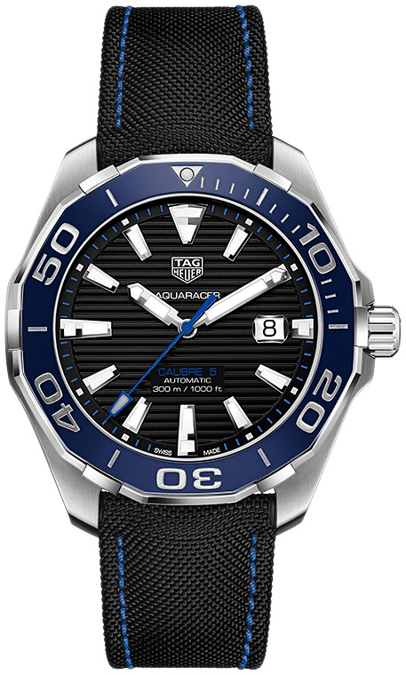 Мужские механический с автоподзаводом часы TAG Heuer Aquaracer WAY201C.FC6395 черный каучук + текстиль — Изображение 1